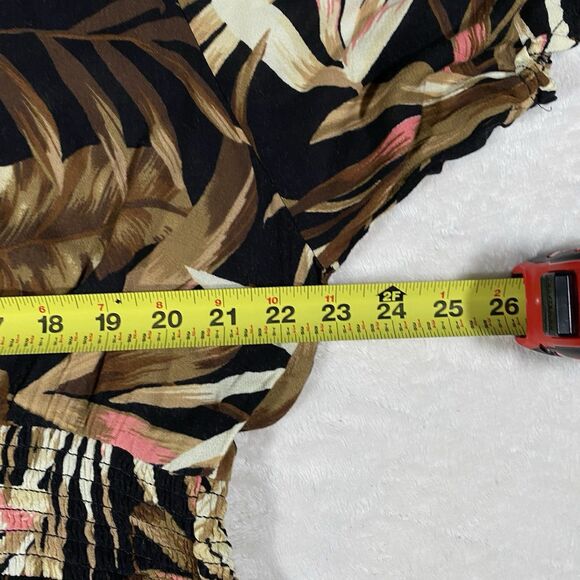 Old Navy Botanical Leaf High-Low Maxi Dress Tropical Smocked Waist Women's XL - Picture 7 of 9